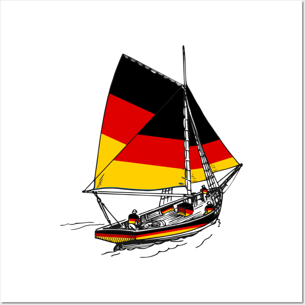 Vintage Germany Sailor Ship Sailing with Germany Team (German Unity Day) Wall Art by Mochabonk